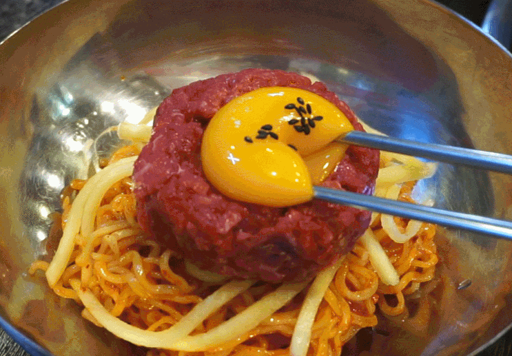 신림 신원시장 맛집 육회비빔라면 육회비빔밥 고모네정육식당