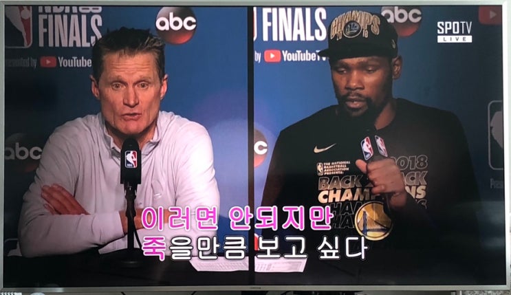 18-19 NBA 파이널 2차전 집관 끄적_ 듀란트 보고싶다 (feat.맘에드는 스포티비)/ 탐슨 햄스트링 부상 ㅠ / 골스 승, 1:1 균형맞춰짐