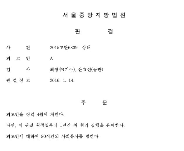 상해죄 사례2_ 술먹고 경비원 폭행, 욕설한 의사. 상해죄 집행유예