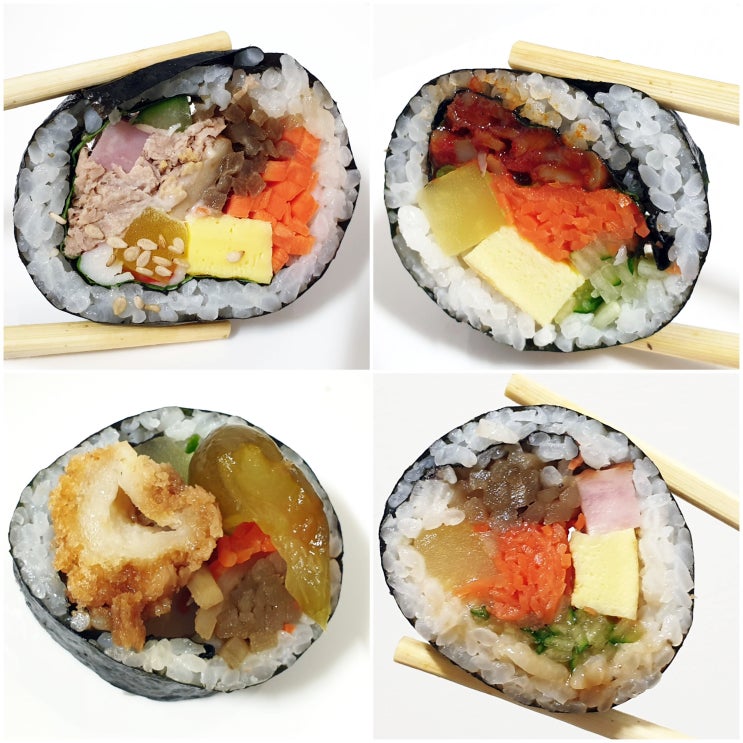 맛있는 김밥 7종 비교 바르다 멸추 김가네 참치 얌샘김밥 진미채 통새우