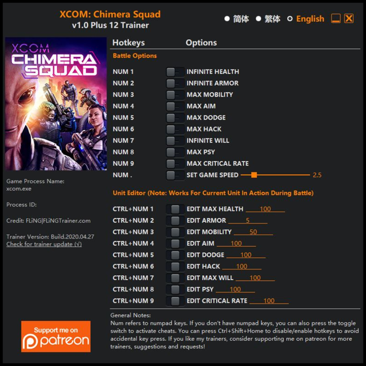 200428-엑스컴 키메라 스쿼드 트레이너 (XCOM Chimera Squad Trainer v1.0 +12)3DM