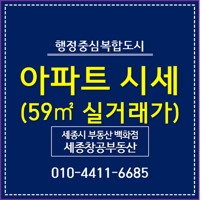 세종시 아파트 시세, 실거래가 추이 - 전용면적 59