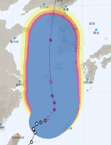 제 8호 태풍 바비 경로 27일 한반도 수도권 관통 경로 예상 / 태풍진행별 행동요령 / 태풍대비