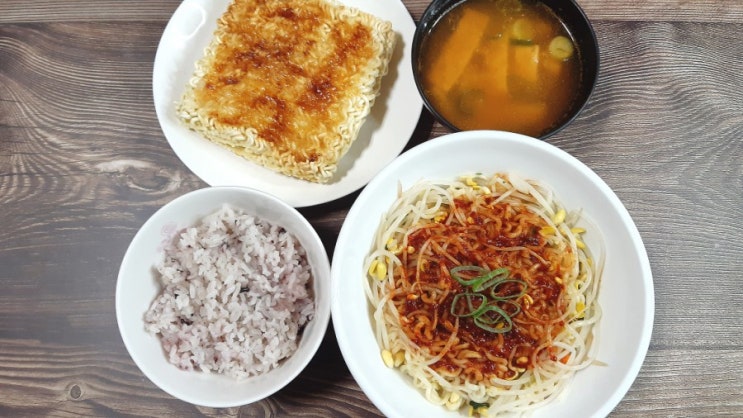 백파더 비빔라면 백종원 콩나물비빔라면 마요라면땅 에어프라이기 라면땅 비빔면 양념장 만드는법