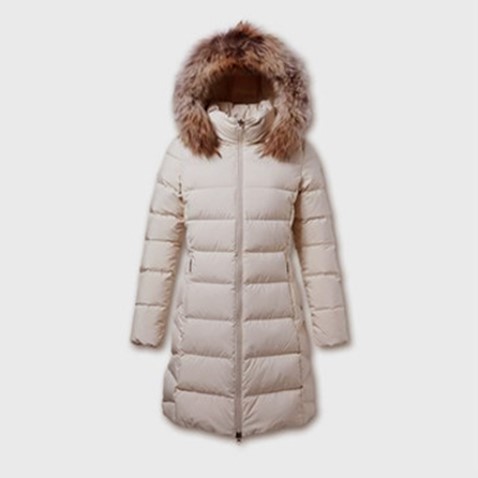 코오롱스포츠 여성 후드 FUR 긴기장 아웃퀼팅 다운자켓 스카디_JKJDW16556OAT (440,000원)