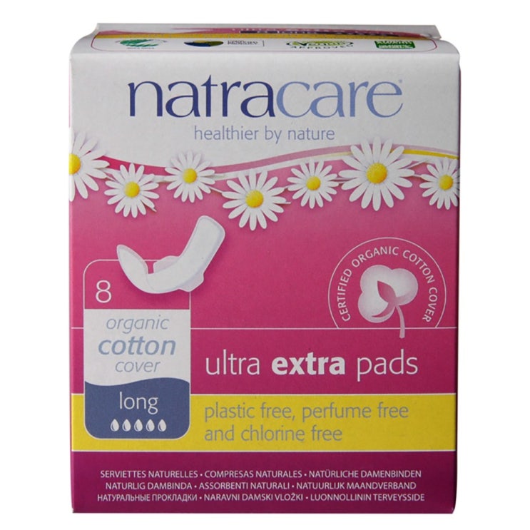 Natracare Ultra Extra Pads with Wings Long 나트라케어 울트라 엑스트라 패드 날개형 롱 8개입 4팩, 1개 추천해요