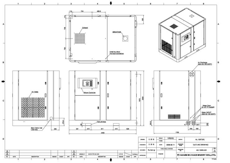 [Screw compressor] Outline dwg : 네이버 블로그