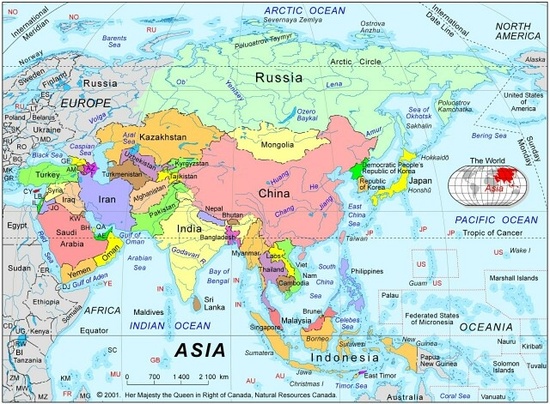 아시아 국가 지도