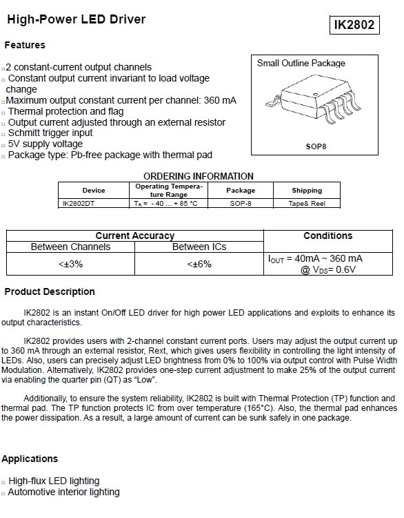 iK2802 2ch LED Driver IC : 네이버 블로그