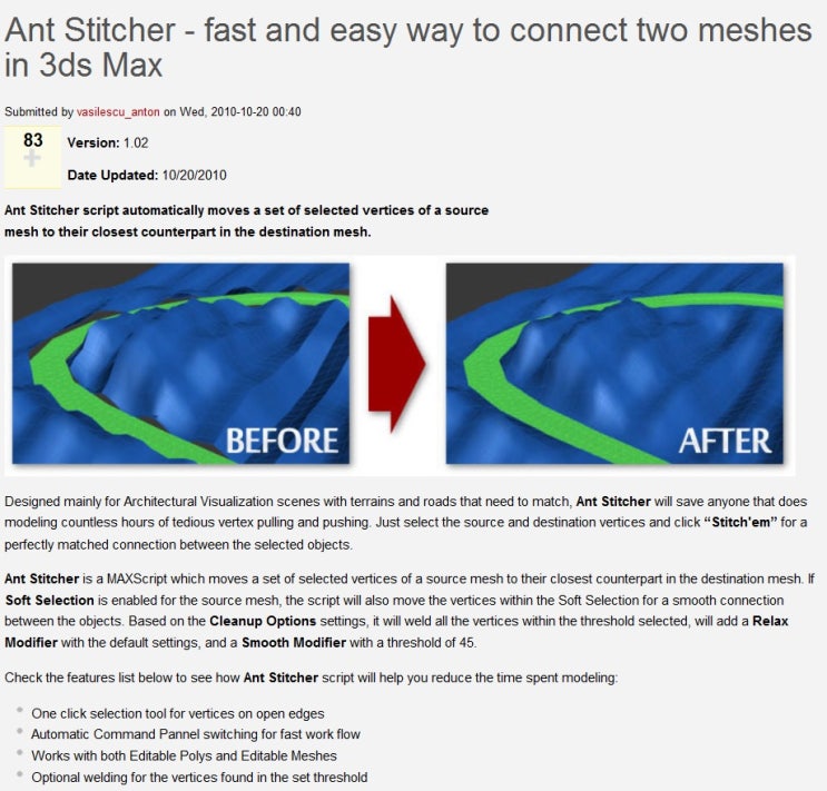Ant Stitcher - fast and easy way to connect two meshes in 3ds Max : 네이버 블로그