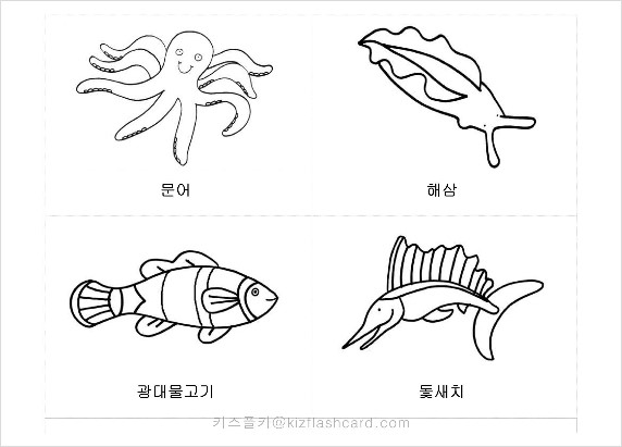 바다 생물 색칠하기