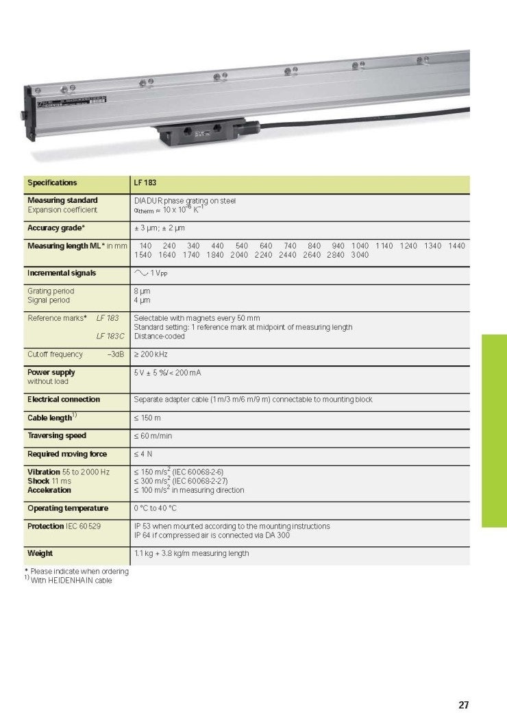 하이덴하인(HEIDENHAIN) LF183 Linear Encoder 도면 및 사양 (주)태림테크놀로지 : 네이버 블로그