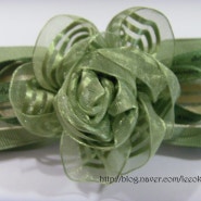 초록 꽃핀 만들기 - 머리핀만들기 , 리본만들기