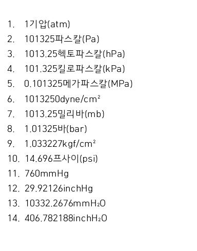 1기압기준 단위환산 : 네이버 블로그