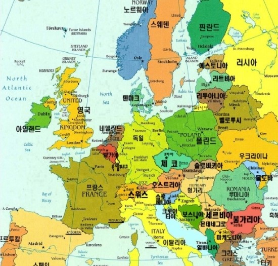 유럽 지도/한글지도 : 네이버 블로그