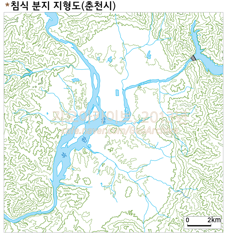 춘천 지형도/침식분지/침식분지 지형도/춘천 침식 분지/차별침식/한국지리 : 네이버 블로그