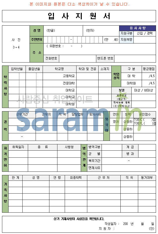 ★ 기본 자기소개서 양식 ★ : 네이버 블로그