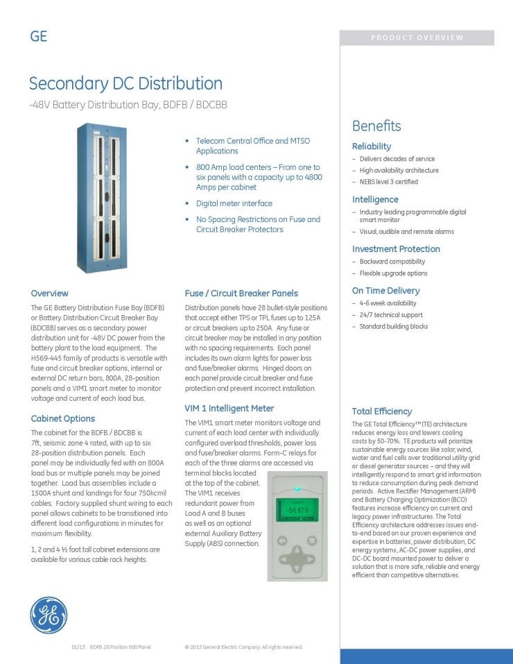 GE 통신 DC 분전반- Secondary DC Distribution- -48v battery distribution bayB ...