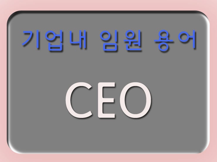 경제 상식[기업의 최고 임원을 표시하는 용어]CEO와 CDO-CFO와 CIO-CKO와 CMO-COO와 CRO : 네이버 블로그
