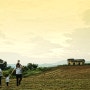 함창호밀밭에서 노을과 함께 가족사진을 찍는다