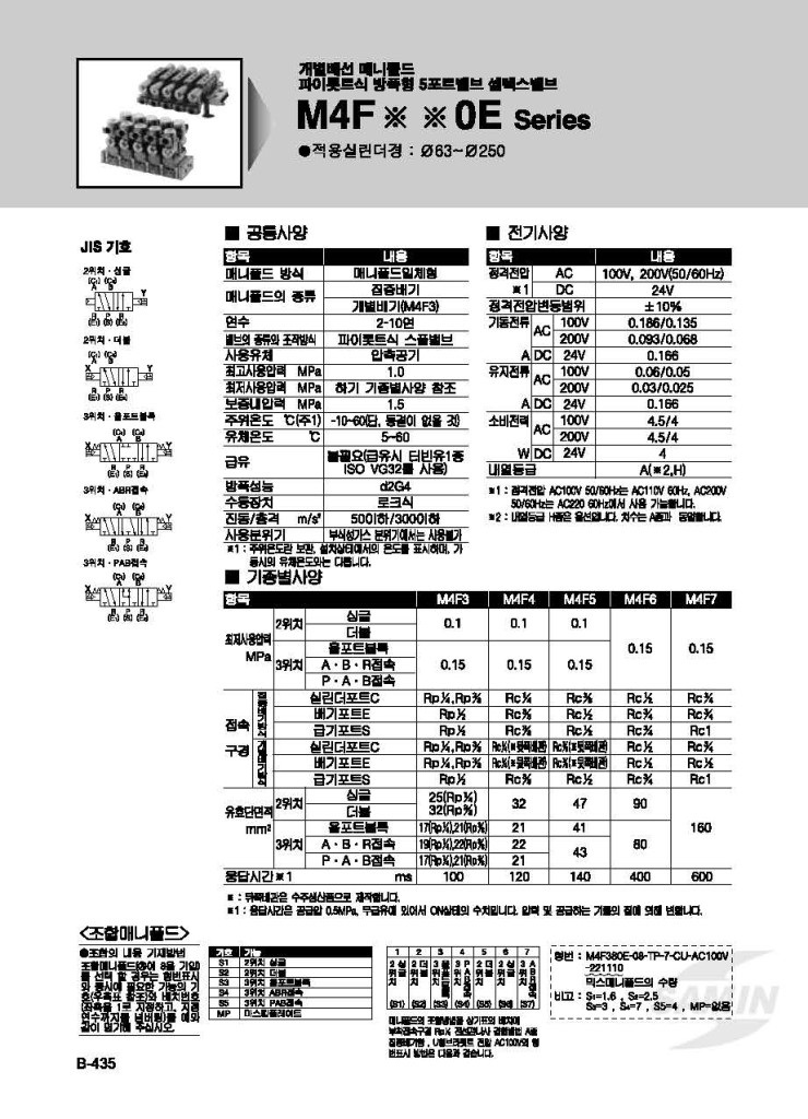 씨케이디 CKD 개별배선 매니폴드 파일럿 방폭형 5포트 셀렉스 밸브 M4F 시리즈 (PILOT EXPLOSION PROOF ...