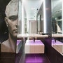 Mosaic Portrait Dominating Small Modern Bathroom