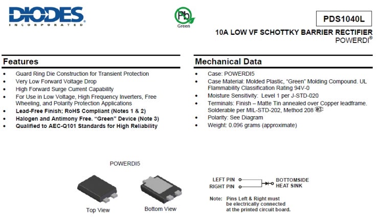 PDS1040L - 10A Very Low VF Shottky Diode : 네이버 블로그