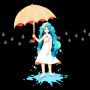 우산女
