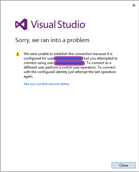 Visual Studio - We were unable to establish the connection because it ...