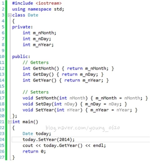 [Basic of C++] 13. getter와 setter : 네이버 블로그