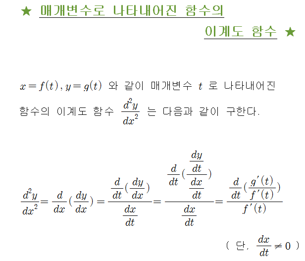 매개변수로 나타내어진 함수의 이계도함수 : 네이버 블로그