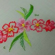 [150107] 연분홍 손수건 위에 벚꽃자수