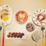 [저녁밥상] 미니돈까스, 양배추샐러드, 김치찌개, 풀무원 납작지짐만두