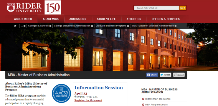 [미국MBA] 미국 로렌스빌과 프린스턴에 있는 학비저렴, GMAT면제가능 AACSB인증받은 Rider University MBA ...
