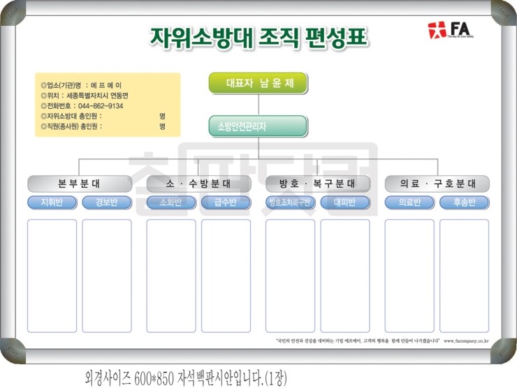 자위 소방대 조직 편성표 / 소방 조직도 / 조직 현황 / 회사 조직도 / 화이트보드 인쇄 : 네이버 블로그