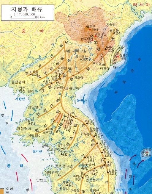 우리나라 산맥 지도 : 네이버 블로그