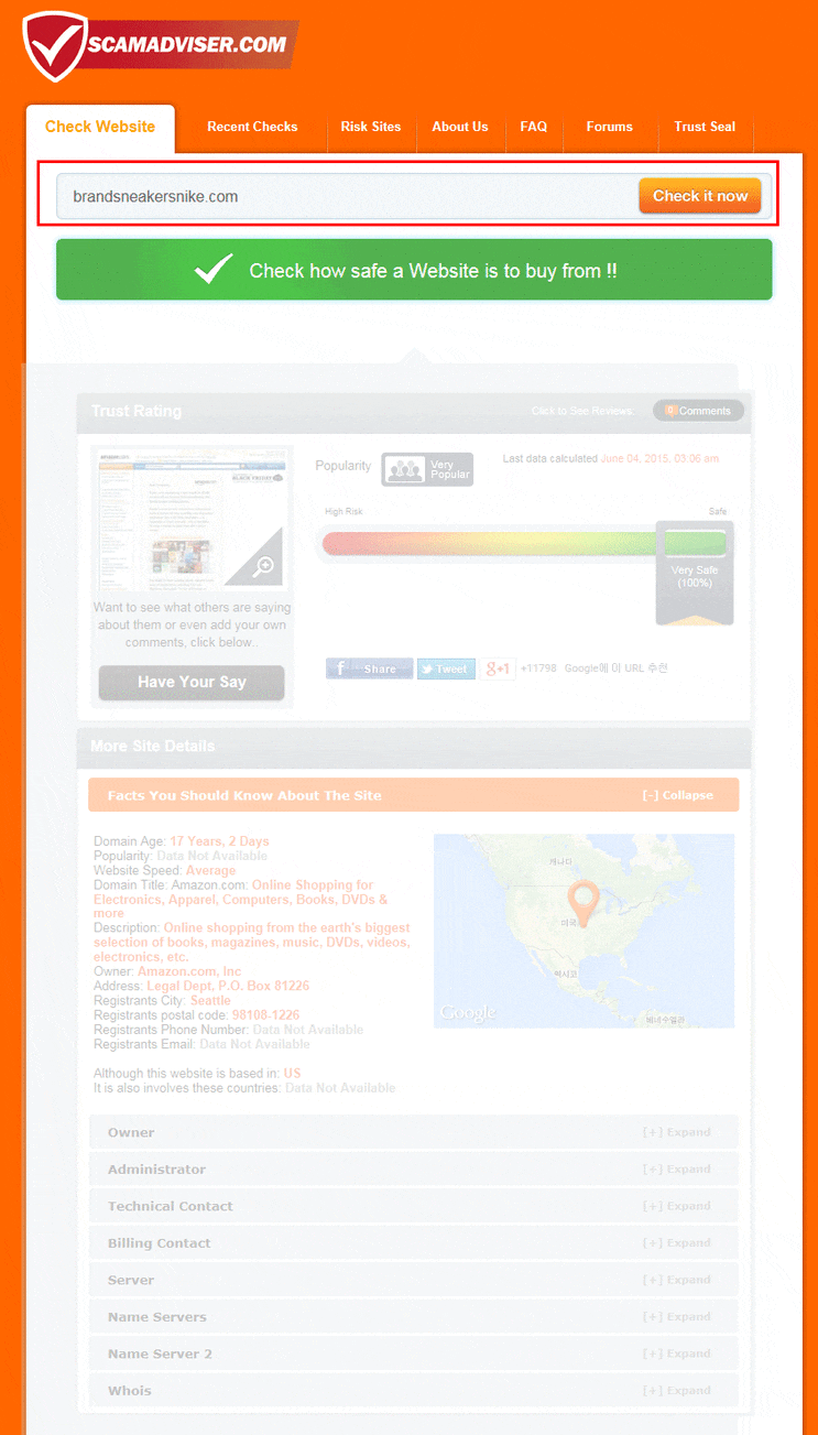 해외직구시 스캠사이트(사기사이트) 검색방법 : 네이버 블로그