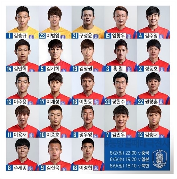 동아시안컵 대한민국 국가대표 선수명단 및 경기 일정 : 네이버 블로그