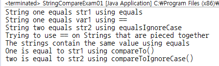 [Java] 문자열(String) : 문자열비교하기 ( equals(), equalsIgnoreCase(), compareTo ...