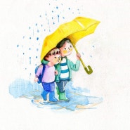 우산 쓴 형제