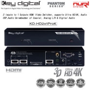 Key Digital/ KD-2X1ProK/2 Inputs to 1 Output HDMI Video Switcher 아날로그 디지탈 오디오 추출, Ultra HD/4K 지원 2:1HDMI 스위쳐,분배기,셀렉터,케이블,오디오분리 셀렉터
