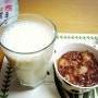 둥이딩이 아침밥(팥죽,마즙,플레인요거트,과일)