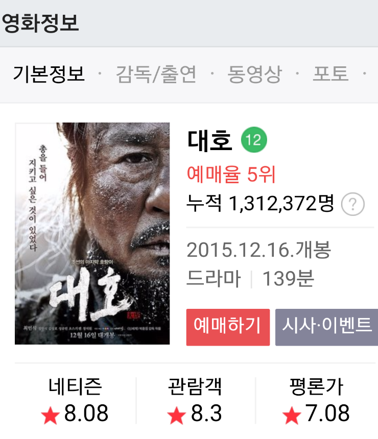 [영화] 가슴 따듯하게 여운이 남는, 연기력, 연출력 모두 훌륭한, 잘만든 영화 '대호' : 네이버 블로그
