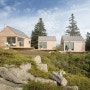 Three micro cabins, designed as summer guesthouses, on an island off the coast of Maine