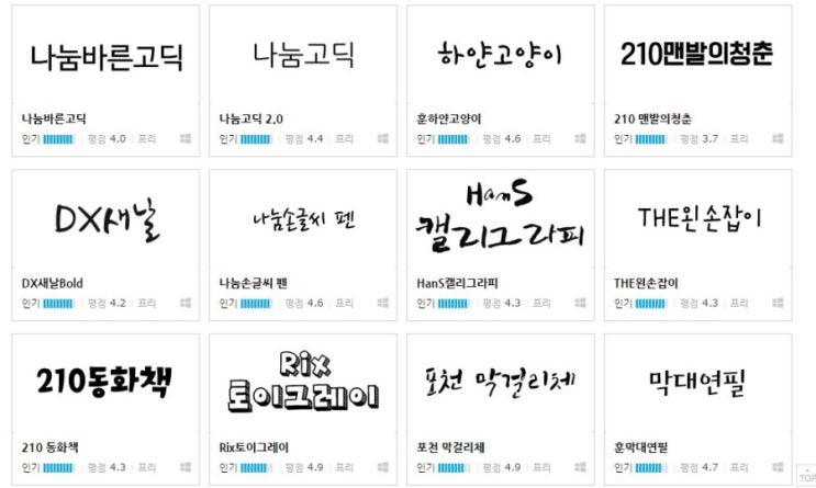 네이버 무료폰트 다운로드 예쁜 글씨체 많아요 : 네이버 블로그
