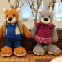 Twins Knitting Red Fox & Grey Fox 대바늘 손뜨개 인형(여우커플)