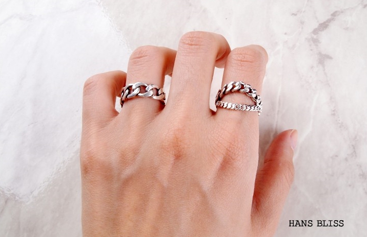2줄 체인 레이어드 실버반지/은반지/체인반지/two line chain silver ring. : 네이버 블로그
