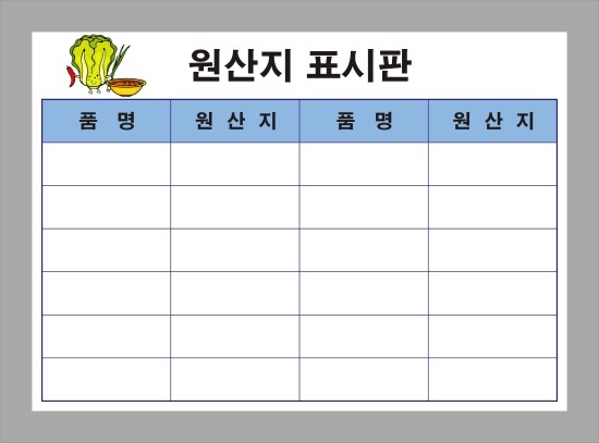 삼우금형에서 주문 들어온 원산지표시판(식당에서 꼭 필요) : 네이버 블로그