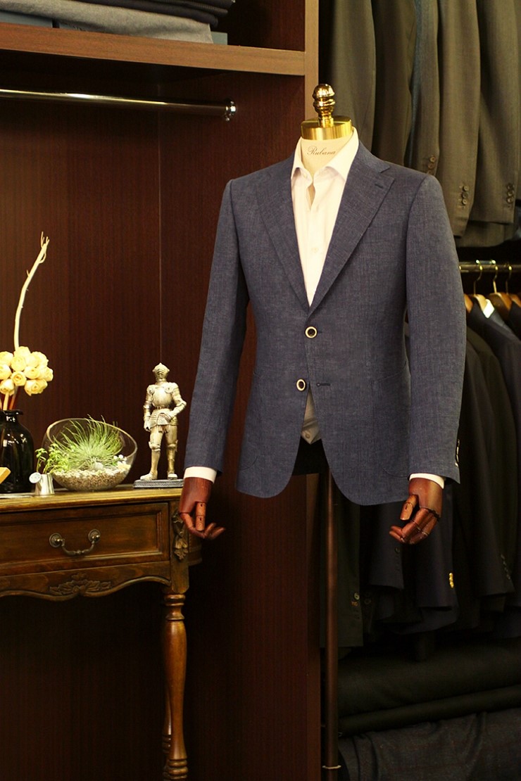 Rubana / Navy / Linen / 2 Button single jacket / Out pocket / Notched ...