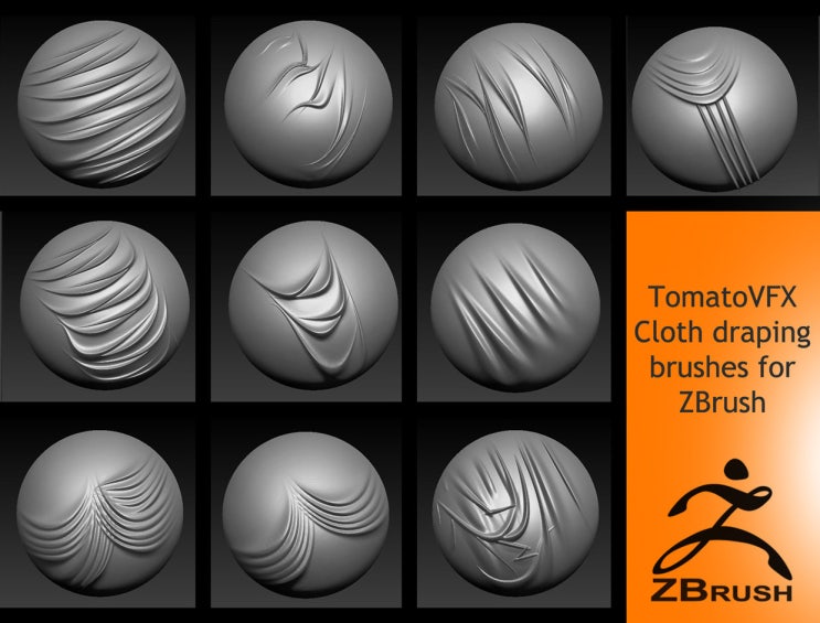 지브러쉬 옷 주름 브러쉬, Cloth draping brushes for zbrush 네이버 블로그
